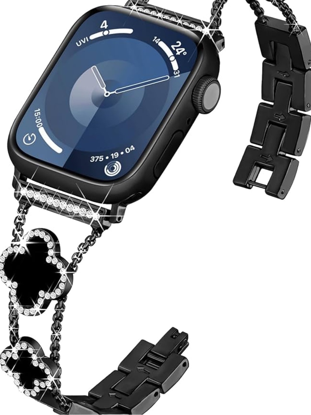 ❤️ NEW! Stylish Black Crystal-Accent Apple Watch Band